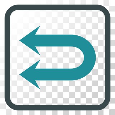 Çift sol ok vektör simgesi bir çerçeve içinde