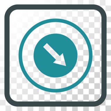 Aşağı doğru yuvarlak ok vektör simgesi bir çerçeve içinde