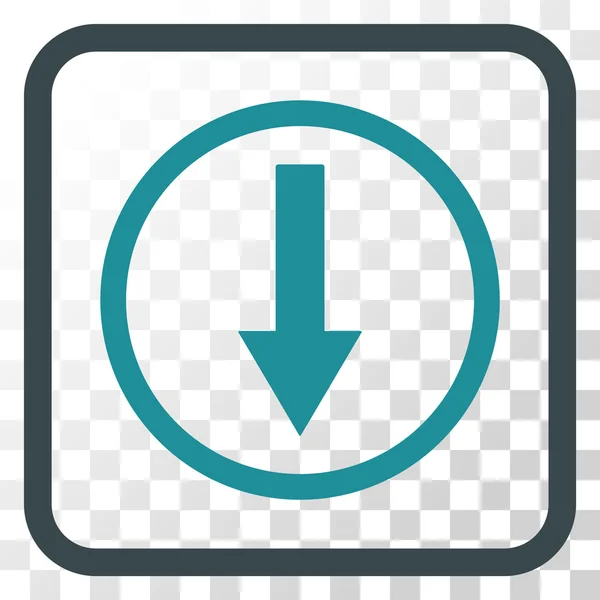 Icono de vector de flecha redondeada hacia abajo en un marco — Vector de stock