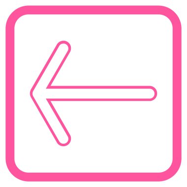 Ok sol vektör simgesi bir çerçeve içinde