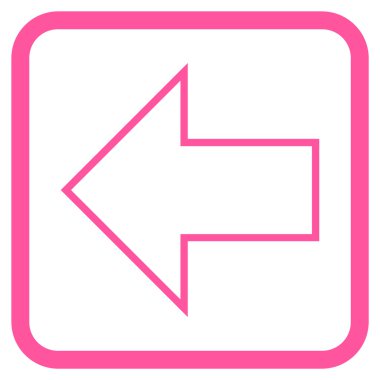 Ok sol vektör simgesi bir çerçeve içinde