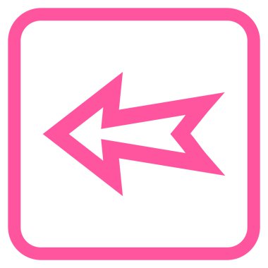 Ok sol vektör simgesi bir çerçeve içinde