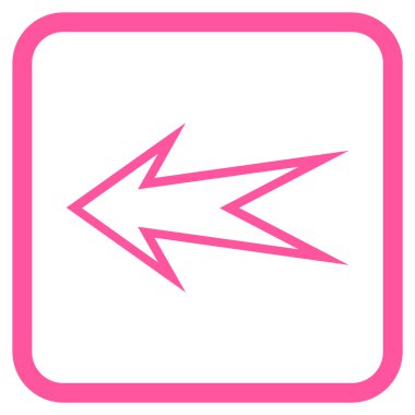 Ok sol vektör simgesi bir çerçeve içinde