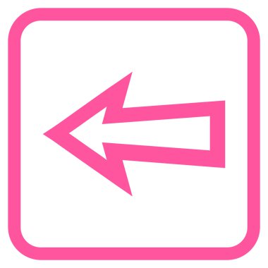 Ok sol vektör simgesi bir çerçeve içinde