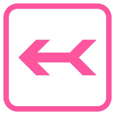 Ok sol vektör simgesi bir çerçeve içinde