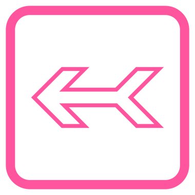 Ok sol vektör simgesi bir çerçeve içinde