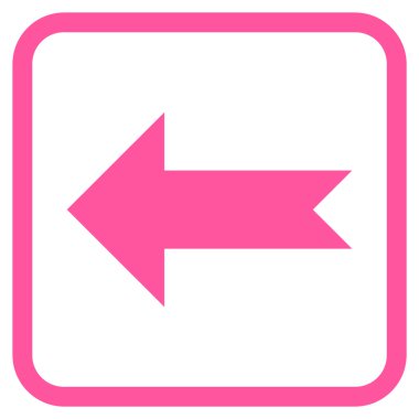 Ok sol vektör simgesi bir çerçeve içinde