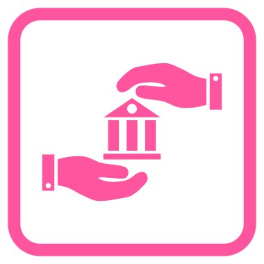 Banka hizmet vektör simgesi bir çerçeve içinde