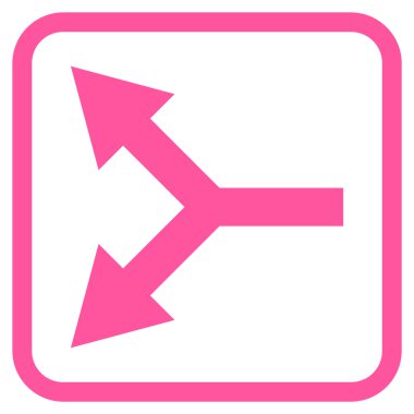 Bifurkasyon ok sol vektör simgesi bir çerçeve içinde