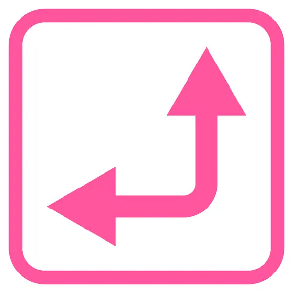 Flecha de bifurcación izquierda hacia arriba icono del vector en un marco — Archivo Imágenes Vectoriales