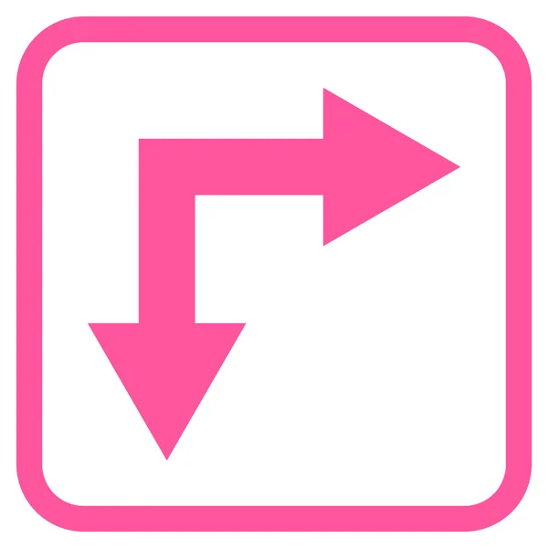 Bifurkation pil höger ner vektor ikonen i en ram — Stock vektor
