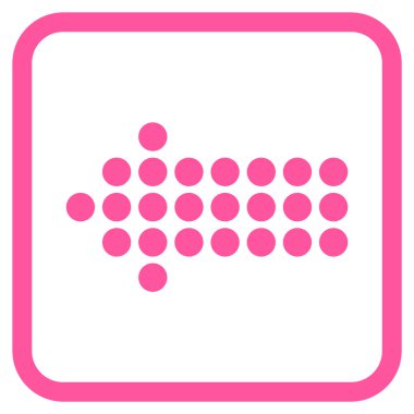 Noktalı ok sol vektör simgesi bir çerçeve içinde