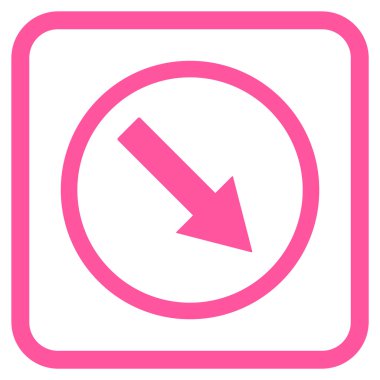 Aşağı doğru yuvarlak ok vektör simgesi bir çerçeve içinde