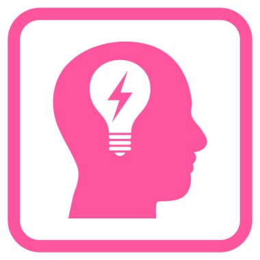 Kafası ampul vektör simgesi bir çerçeve içinde