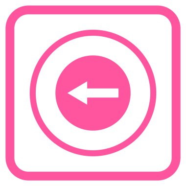 Sol ok vektör simgesi bir çerçeve içinde yuvarlak