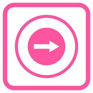 Sağ ok vektör simgesi bir çerçeve içinde yuvarlak