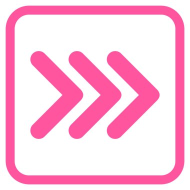 Ok ucu doğru vektör simgesi bir çerçeve içinde üçlü