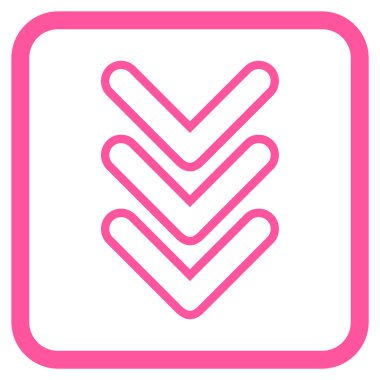 İşaretçi vektör simgesi bir çerçeve içinde aşağı üçlü