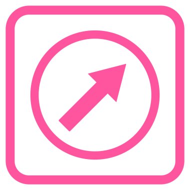 Yukarı sağ yuvarlak ok vektör simgesi bir çerçeve içinde