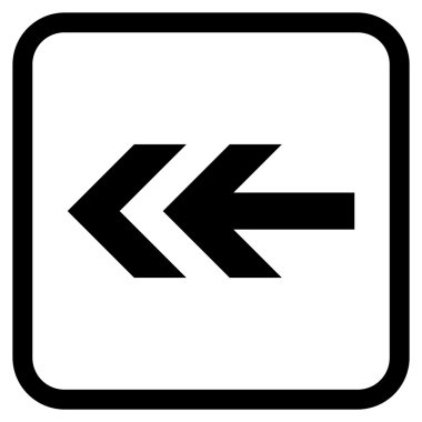 Ok sol vektör simgesi bir çerçeve içinde