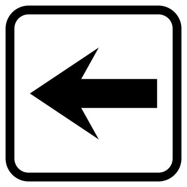 Ok sol vektör simgesi bir çerçeve içinde