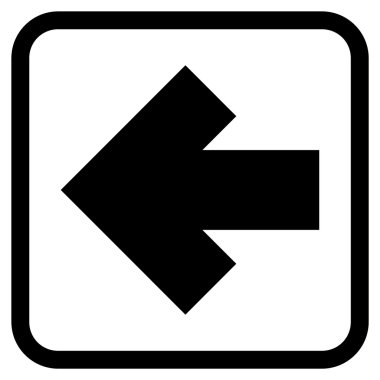 Ok sol vektör simgesi bir çerçeve içinde