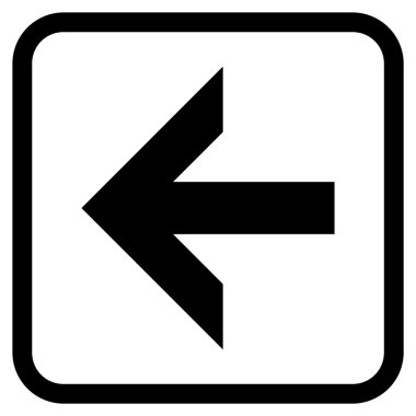 Ok sol vektör simgesi bir çerçeve içinde