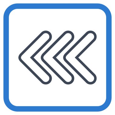 İşaretçi sol vektör simgesi bir çerçeve içinde üçlü