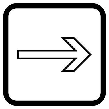 Ok sağ vektör simgesi bir çerçeve içinde