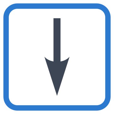 Vektör simgesi bir çerçeve içinde aşağı ok keskin