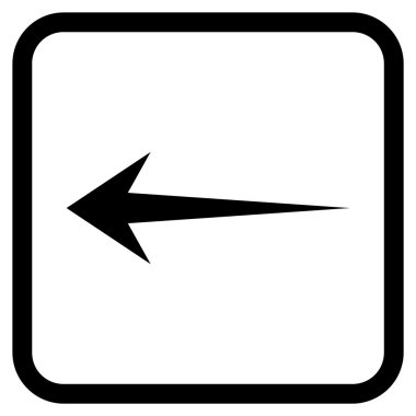 Ok sol vektör simgesi bir çerçeve içinde