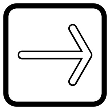 Ok sağ vektör simgesi bir çerçeve içinde