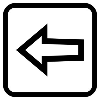 Ok sol vektör simgesi bir çerçeve içinde