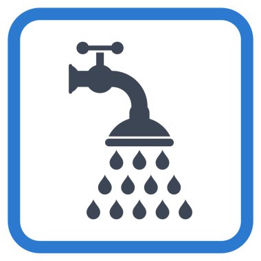 Duş musluk vektör simgesi bir çerçeve içinde