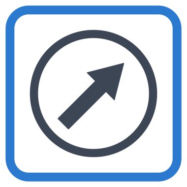 Yukarı sağ yuvarlak ok vektör simgesi bir çerçeve içinde