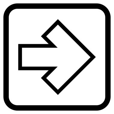 Ok sağ vektör simgesi bir çerçeve içinde