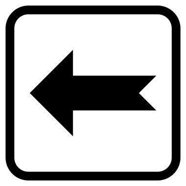 Ok sol vektör simgesi bir çerçeve içinde