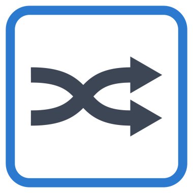 Shuffle okları doğru vektör simgesi bir çerçeve içinde