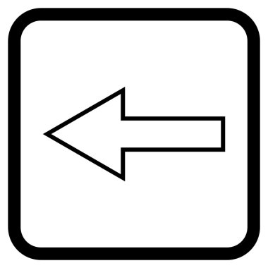 Ok sol vektör simgesi bir çerçeve içinde