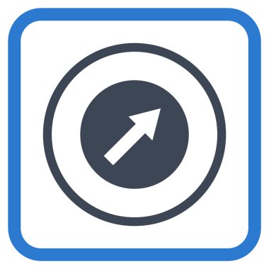 Yukarı sağ yuvarlak ok vektör simgesi bir çerçeve içinde