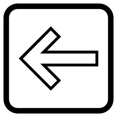 Ok sol vektör simgesi bir çerçeve içinde