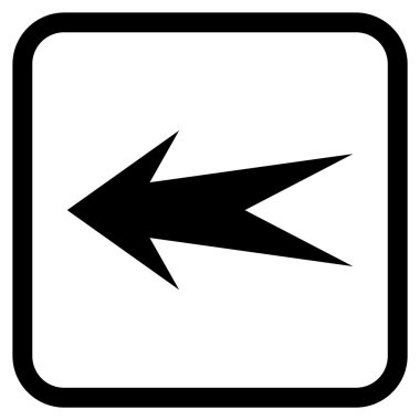 Ok sol vektör simgesi bir çerçeve içinde