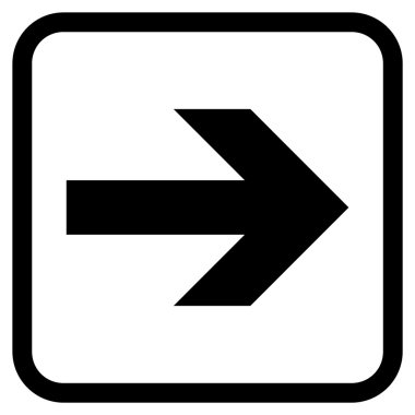 Ok sağ vektör simgesi bir çerçeve içinde