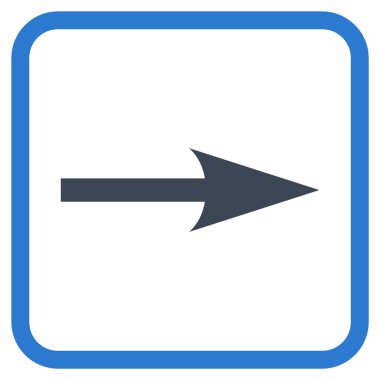 Keskin ok doğru vektör simgesi bir çerçeve içinde