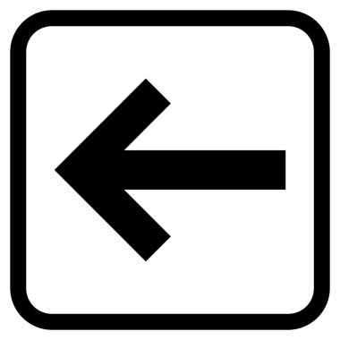 Ok sol vektör simgesi bir çerçeve içinde