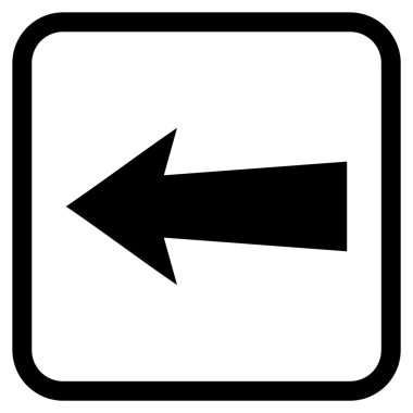 Ok sol vektör simgesi bir çerçeve içinde