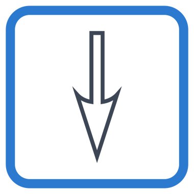 Vektör simgesi bir çerçeve içinde aşağı ok keskin