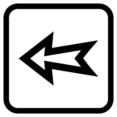 Ok sol vektör simgesi bir çerçeve içinde