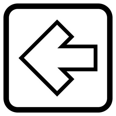 Ok sol vektör simgesi bir çerçeve içinde