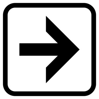 Ok sağ vektör simgesi bir çerçeve içinde